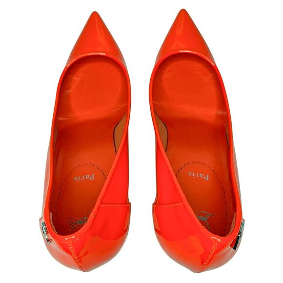 Christian Louboutin Sporty Kate 85 Patent Pumps Sunrise Orange Size 37.5 Heels - Picture 7 of 14